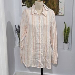 Island Company Striped L/S 100% Linen button down shirt